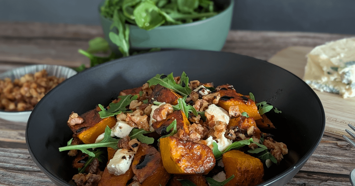 Pumpkin and Blue Cheese Salad with Walnuts