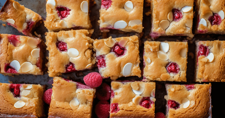 Raspberry White Chocolate Slice